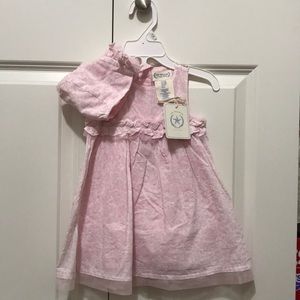 NWT 6-9mths Beautiful Pink Dress, Bonnet, Bloomers